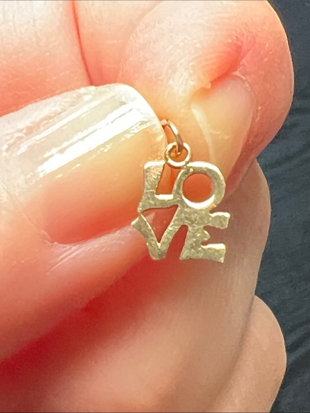 Vintage Dainty 14k Solid Yellow Gold Small LOVE Script Necklace Pendant Charm